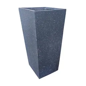 BESK Fiberglass Flower Pot 40x40x80cm, Dark Gray