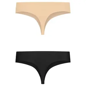 Bye Bra Invisible Thong bezvīļu stringi, 2 gab. komplekts, izmērs L, bēšā un melnā krāsā