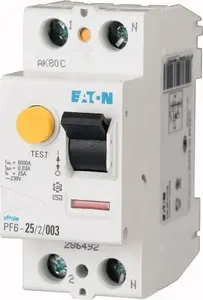 Дифференциальный выключатель Eaton PF6-63/2/03 2P 63A 0,3A тип AC
