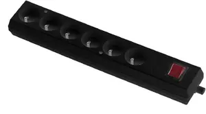 Сетевой удлинитель Jonex GN-670WS на 6 розеток 16A 2P+Z 250V с выключателем, черный