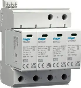 Устройство защиты от перенапряжений Hager SPA931 Тип 1+2 B+C 4P для сетей TN-S/TT