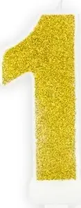 Birthday Candle Number 1, Gold Glitter, 7 cm