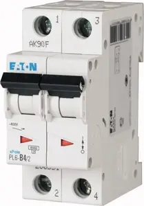 Автоматический выключатель Eaton PL6-B4/2, 2-полюсный, 4А, 6кА