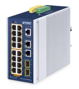 PLANET IP30 Industrial Managed L2/L4 Gigabit Ethernet Switch with 16 PoE Ports and 2 SFP Slots