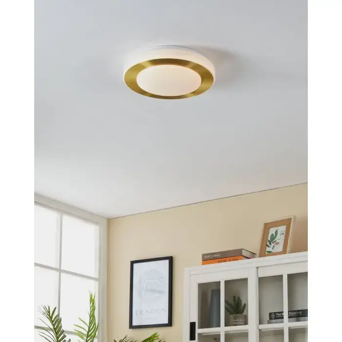 EGLO Carpi LED griestu gaismeklis | Misiņš un balts Photo 2
