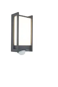 Āra sienas gaismeklis LUTEC QUBO LED 14W 3000K pelēks ar kustības sensoru
