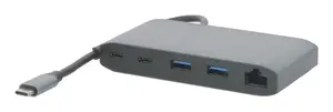 Mobilis 020027 8-in-1 USB-C Docking Station, USB 3.2 Gen 1, 100W Power Delivery, 4K Support, Grey