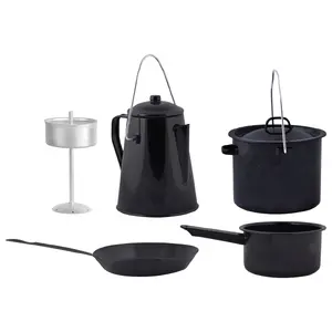 Esschert Design FF215 Camping Cookware Set, 5-Piece, Black