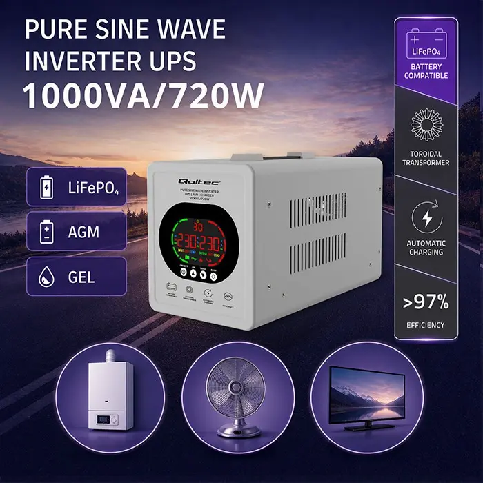 Qoltec Pure Sine Wave UPS 1000VA/720W | 50451 Photo 2