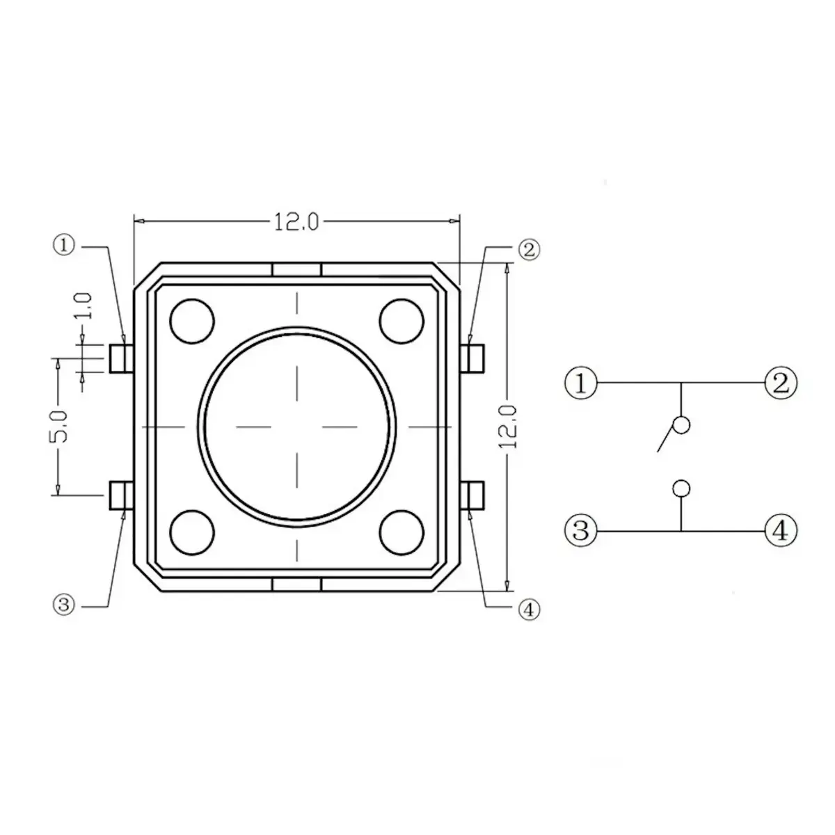 Riff taktila spiedpoga 12x12x6 mm Photo 2