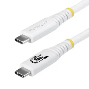 StarTech.com USB4 Cable 2m, 20Gbps, 240W Power Delivery EPR, 4K 120Hz DisplayPort 1.4, USB-C to USB-C, White