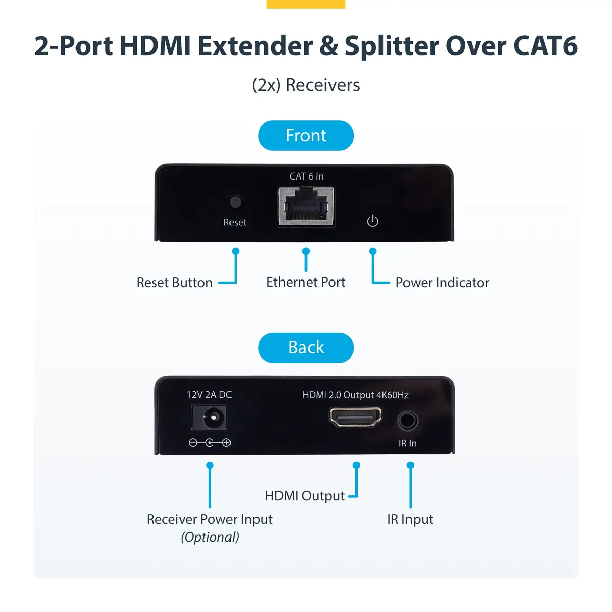 StarTech 4K7012IC-EXTEND-HDMI 2-портовый удлинитель HDMI Photo 4