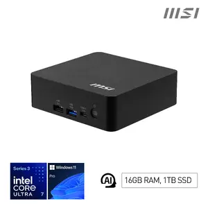 Mini dators MSI Cubi NUC AI+ 3MG Intel Core Ultra 7 355 16GB DDR5-SDRAM 1000GB SSD Windows 11 Pro
