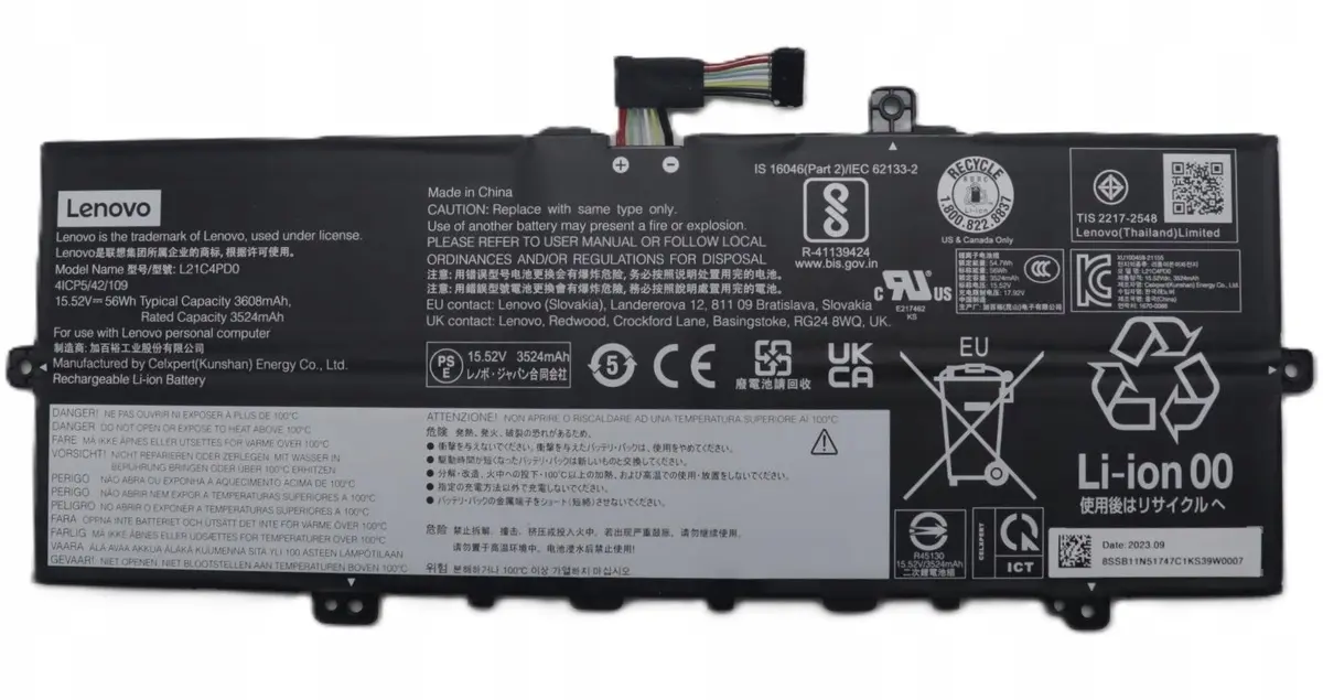 Lenovo 4-šūnu 56Wh 15.52V klēpjdatora