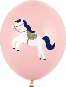 PartyDeco lateksa baloni ar zirdziņa apdruku, 30 cm, pūderrozā, 6 gab.