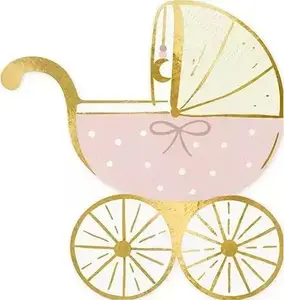 PartyDeco Baby Carriage Paper Napkins, Light Pink