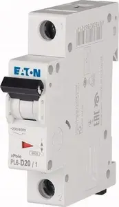 Eaton PL6-D20/1 Miniature Circuit Breaker 1-Pole 20A 6kA D-Characteristic