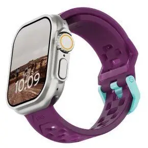 URBAN Civilian Silicone Strap for Apple Watch 44mm, 45mm, 46mm, 49mm, Deep Purple Synth/Aqua