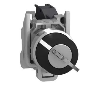 Schneider Electric XB4BG21 Key Switch, 2-Position, 22mm, Black and Steel