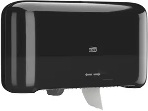 Tork T7 OptiServe Twin Toilet Paper Dispenser for 2 Coreless Rolls, Black
