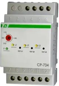 F&F CP-734 3-Phase Voltage Monitoring Relay 3x(50-450V)+N, 3Z, 8A, 170-210V AC