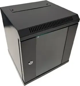 Netrack S-Line 10-inch Wall-Mounted RACK Cabinet, 6U, 300mm depth, black, glass door