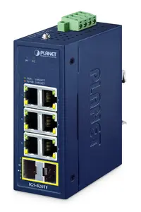 PLANET IGS-820TF nevadāms industriālais gigabitu Ethernet komutators ar 6 RJ-45 portiem un 2 SFP slotiem