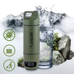 Extralink PURISOO+ ūdens filtrēšanas pudele ar sūkni 0,4 l, UF un ACF filtrs, zaļa/olīvkrāsa