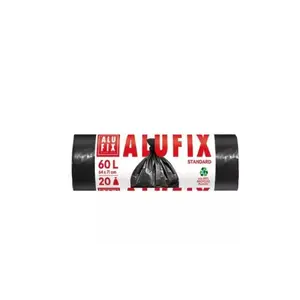 Alufix Waste Bags 60L, 20 Pieces, HDPE, Black