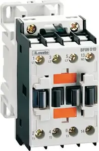 LOVATO Electric BF1210D024 Power Contactor, 12A, 3-Pole, 24V DC Coil, 1NO Auxiliary Contact