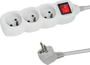 Сетевой фильтр Esperanza ELK210W, 3 розетки, кабель 1.5 м, белый