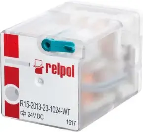 Relpol R15-2113-23-1024-WT Industrial Relay 3P 10A 24V DC AgNi/Au