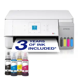 Epson EcoTank ET-2926 Inkjet A4 Colour Printer with Wi-Fi, 33 ppm Print Speed, Flatbed Scanner, and Colour Copying in White