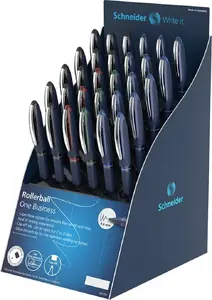 Schneider One Business Rollerball Pens, 0.6 mm, Assorted Colors, Display Pack of 30