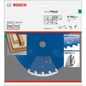 Пильный диск по дереву Bosch EXPERT Wood 168 мм, 28 зубьев, посадочное отверстие 20 мм