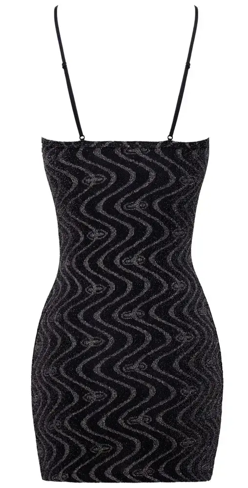 Мини-платье Cottelli Collection — черное с зигзагом Photo 6