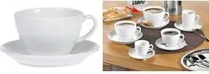 Набор чашек для кофе с молоком Esmeyer BISTRO, 6 штук, белый фарфор, круглая ручка