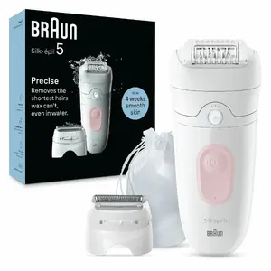 Braun Silk-épil 5 5-030 epilators ar 28 MicroGrip pincetēm, rozā un balts