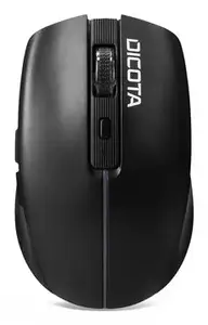 DICOTA D32044B Ambidextrous Optical Wireless Mouse with Bluetooth and USB Type-A, 1600 DPI, Black