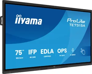 iiyama TE7515A-B2AG 75-Inch 4K Ultra HD Touchscreen Signage Display with Built-in Android Processor Wi-Fi 550 cd/m² Black 24/7 Operation