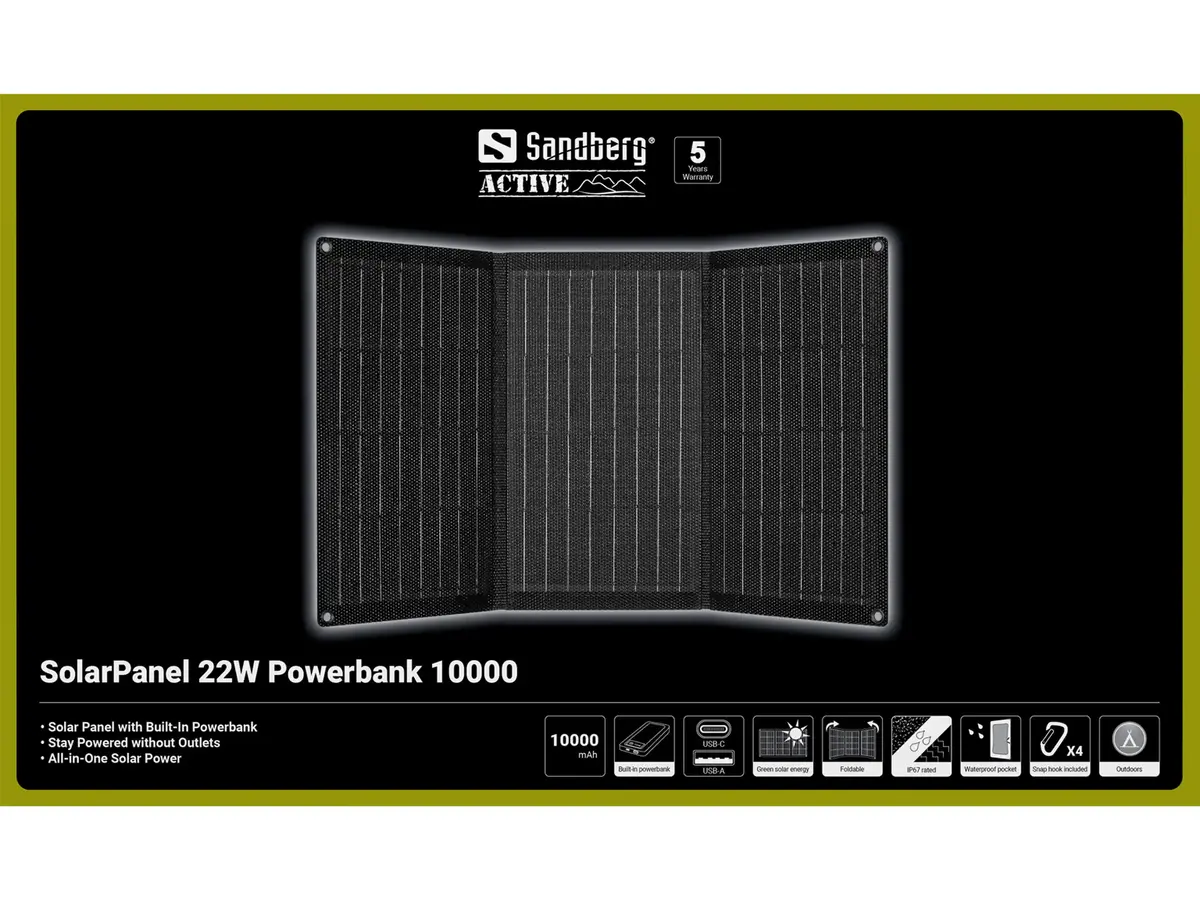 Sandberg SolarPanel 22W Powerbank 10000 Charger Photo 6