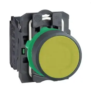 Schneider Electric XB5 Push Button, 22mm, Yellow, Spring Return, 1NO