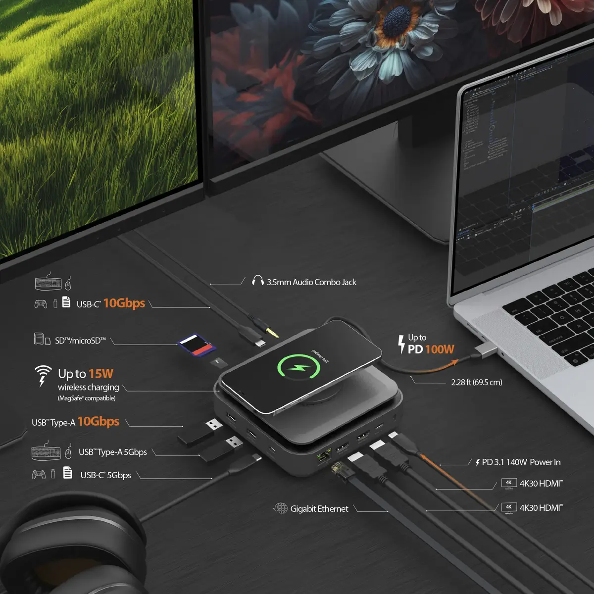Док-станция j5create JCD3199P USB-C с адаптером 140 Вт GaN Photo 3