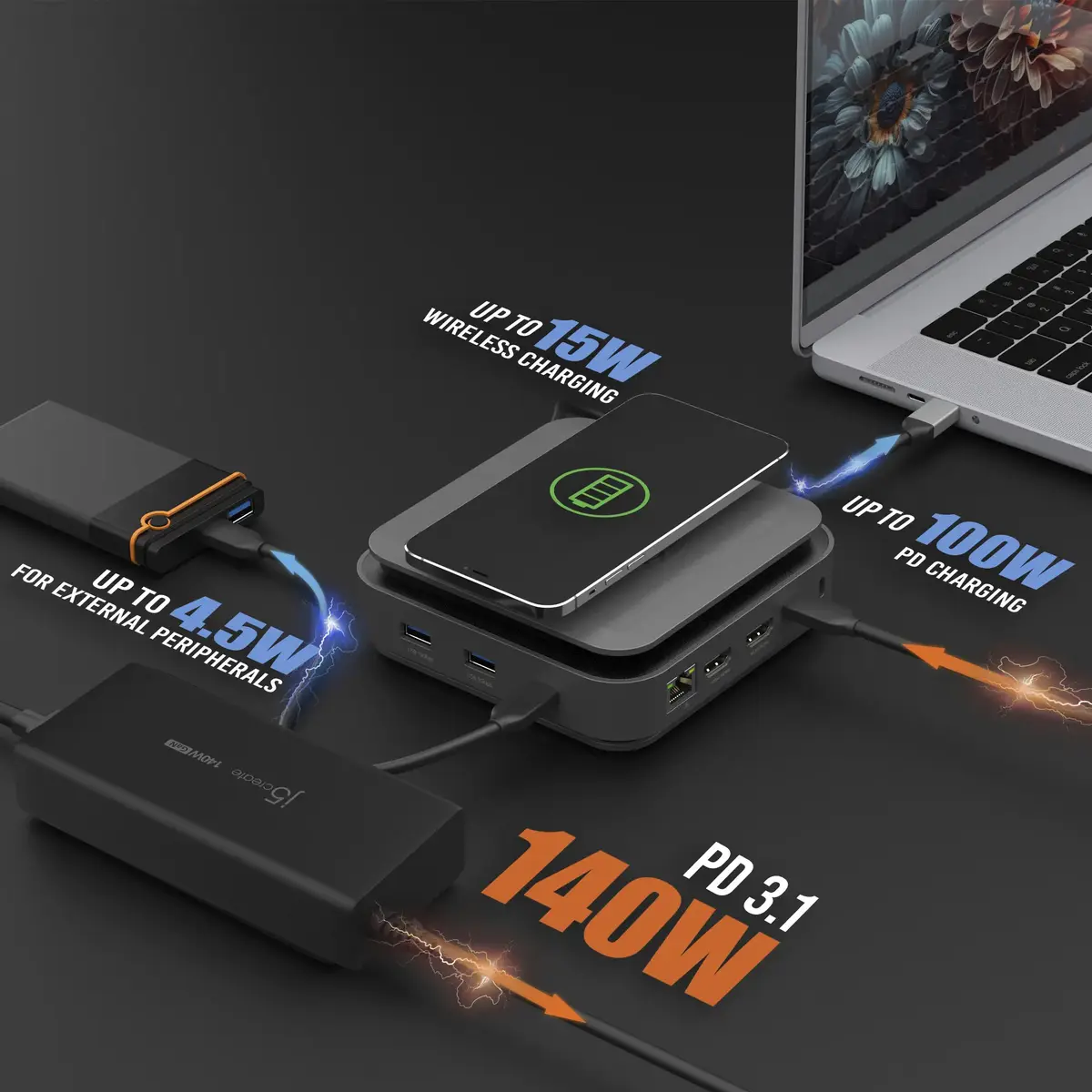 Док-станция j5create JCD3199P USB-C с адаптером 140 Вт GaN Photo 7