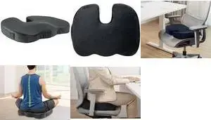 LogiLink EO0089 Orthopedic Seat Cushion with Memory Foam Core, Black