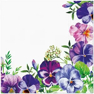 Paw Decor Collection Violet Pansies Paper Napkins 33x33 cm