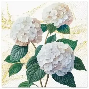 Paw Decor Collection Romantic White Hydrangeas Paper Napkins 33x33cm