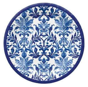 Paw Decor Collection Indigo Weave Paper Plates 23cm, 8 Pieces