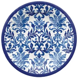 Paw Decor Collection Indigo Weave Paper Plates 18cm, 8 Pieces