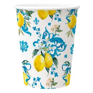 Paw Decor Collection Sicilian Floral Whimsy Paper Cups 250ml, 8 Pieces